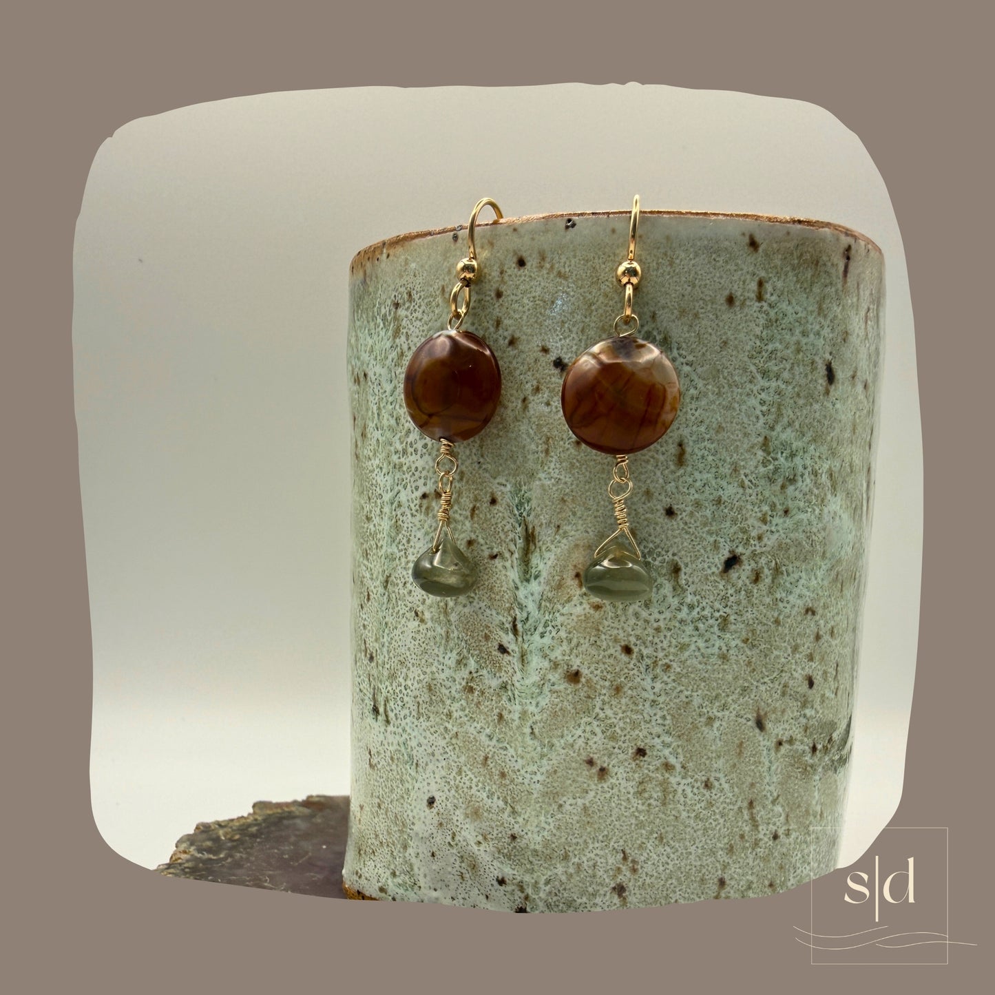Agate and Jade Earrings