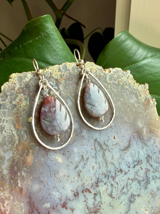 Purple Chalcedony Leaf Earrings