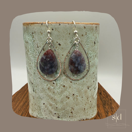 Purple Chalcedony Leaf Earrings